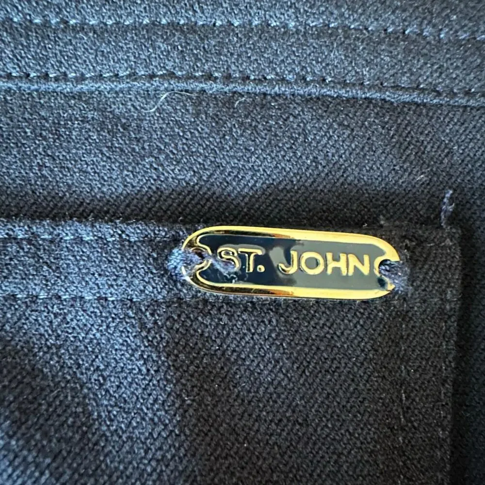 St. John Sport by Marie Gray Navy Blue Straight Leg Cotton Blend Pant 4